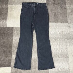 Old Navy Higher High Rise Flare Jeans Women 14 Black Dark Wash Secret Smooth